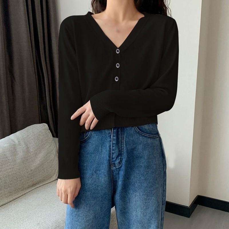 Áo khoác cardigan dệt kim cổ chữ V xinh xắn thời trang dành cho nữ | BigBuy360 - bigbuy360.vn