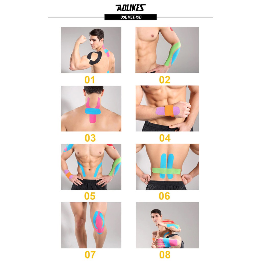 Băng dán cơ kinesiology tape AOLIKES A-MT002 5cm*5m cao cấp Muscle bandage sticker