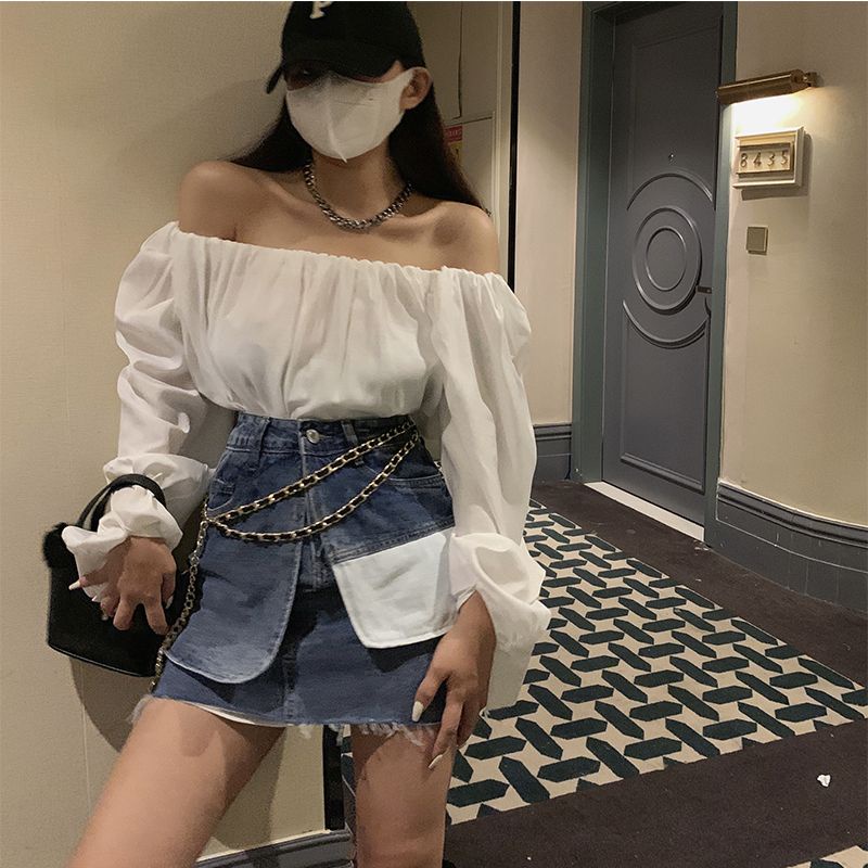 Chân Váy Denim Chữ A Lưng Cao Có Túi Phong Cách Hong Kong Thời Trang Mùa Hè Hàng Mới Dành Cho Bạn Nữ