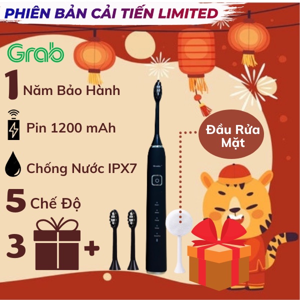 [Bản Cải Tiến+3] BRUSHIE Bàn Chải Điện x Máy Rửa Mặt 5in1, sóng âm SONIC phù hợp mọi loại răng/da nhạy cảm-Chính Hãng