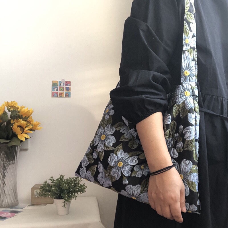 Túi Xách Canvas Họa Tiết Hoa Phong Cách Vintage