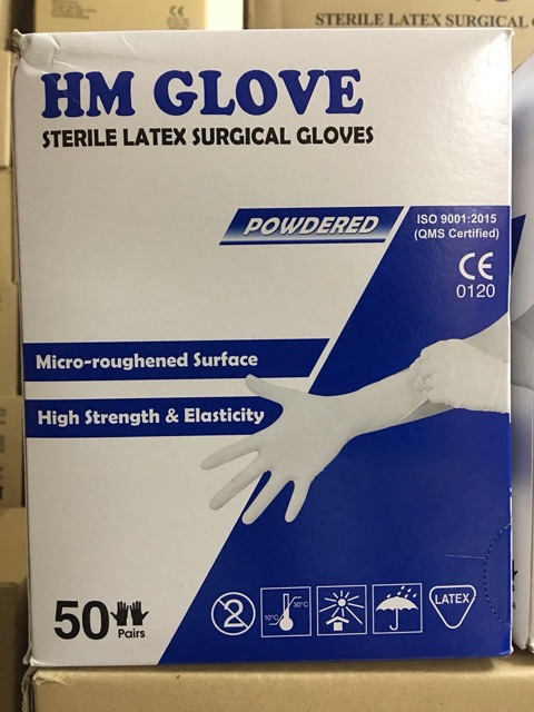 (GIẢM SỐC) 50 đôi GĂNG TAY PHẪU THUẬT TIỆT TRÙNG - HM Glove - Top Malaysia ( 7.0)