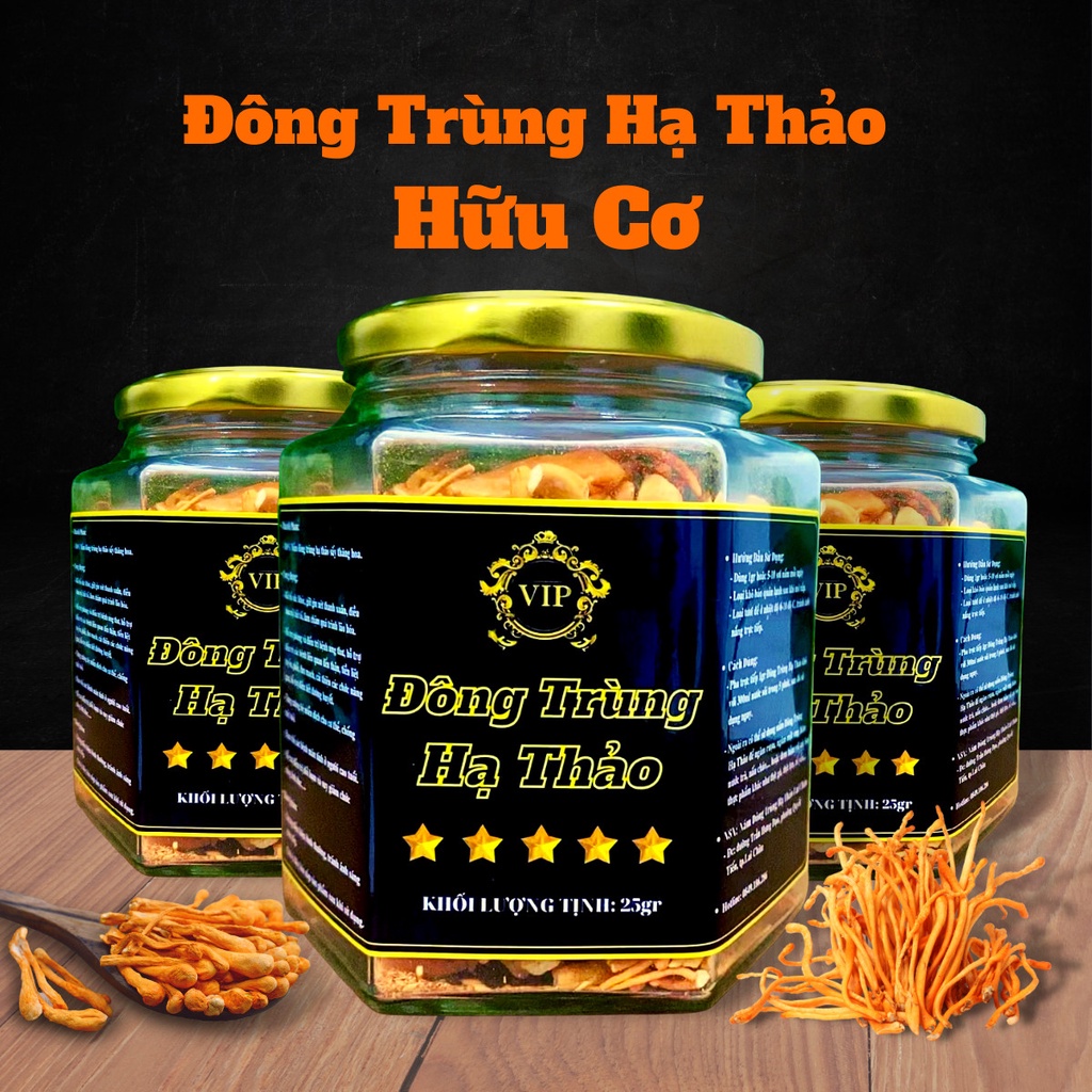 Đông trùng hạ thảo khô hộp 25g, nấm đông trùng loại thượng hạng đạt tiêu chuẩn của Viện Hàn Lâm và Khoa Học Công Nghệ VN