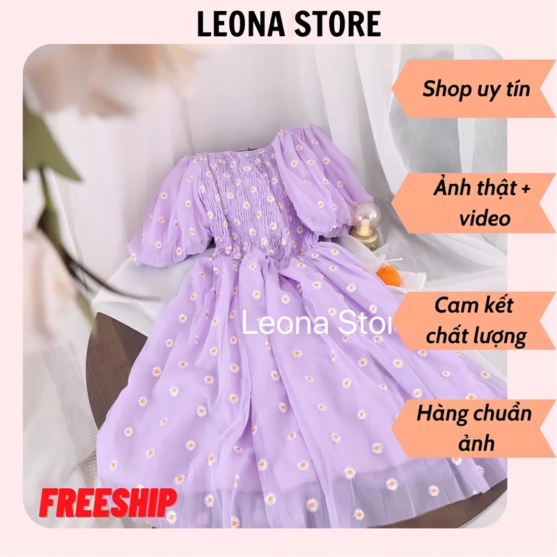 Váy tím cúc nhỏ Quảng Châu cam kết loại 1 (Kèm ảnh shop mặc)