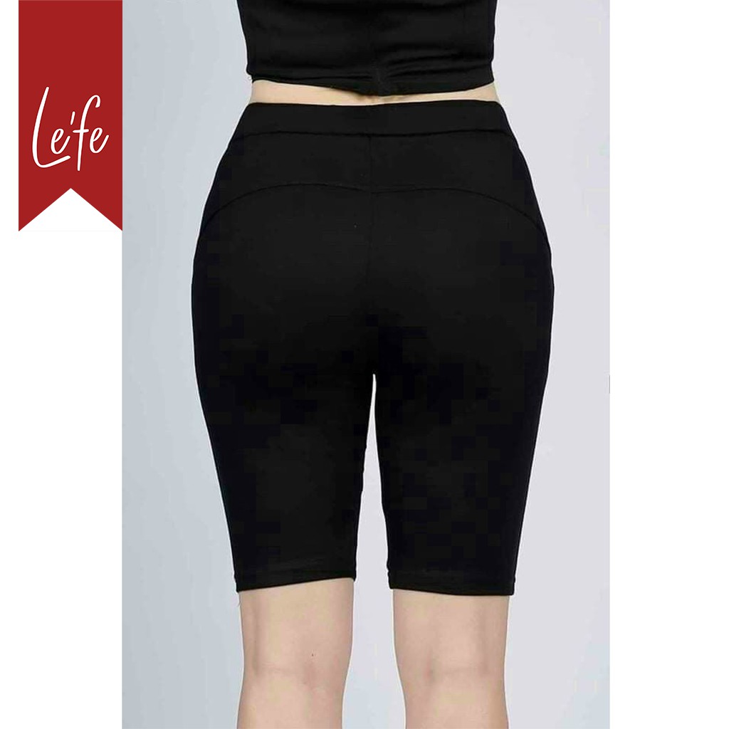 Quần legging lửng Léfe vải thun cao cấp biker nữ đùi ngố đồ mặc nhà dáng ôm bó lưng thun tập gym yoga bigsize bầu bí | BigBuy360 - bigbuy360.vn