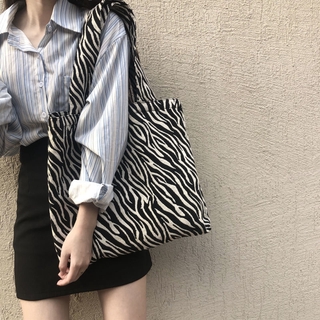 Túi vải canvas họa tiết ngựa vằn xinh xắn theo phong cách thời trang 2021