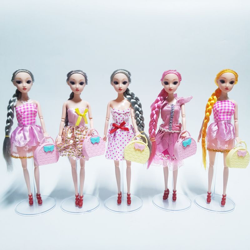 Búp bê tóc dài túi xách xoay full các khớp 30cm