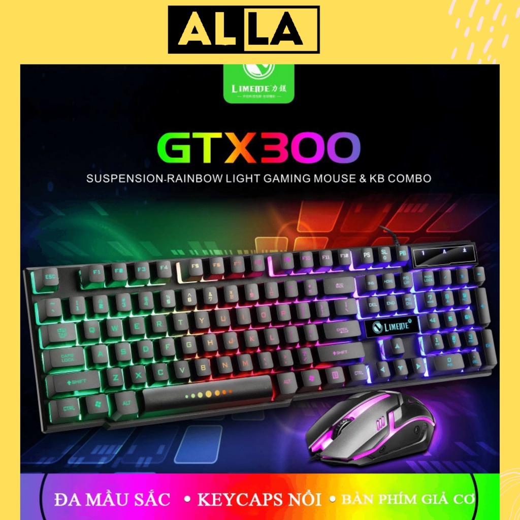 Bàn phím máy tính gaming G T X 300 - Tặng chuột chuyên dụng,có phần phím phát sáng 7 màu