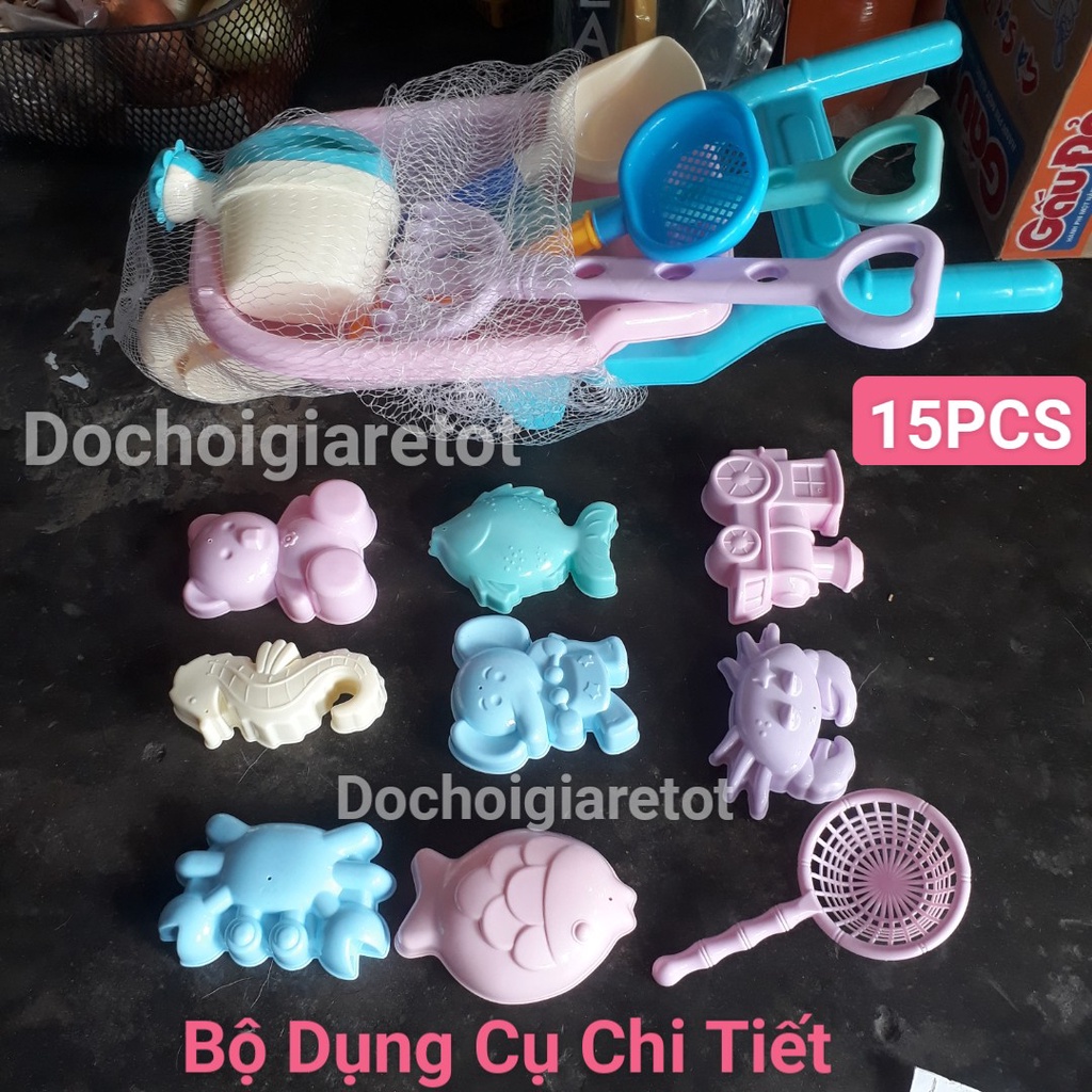 (Ảnh thật) Xe Ôtô đồ chơi xúc cát đi biển. Xe Cút Kít, Xe Rùa Đồ Chơi Cát, Hạt muồng đi biển Cho Bé