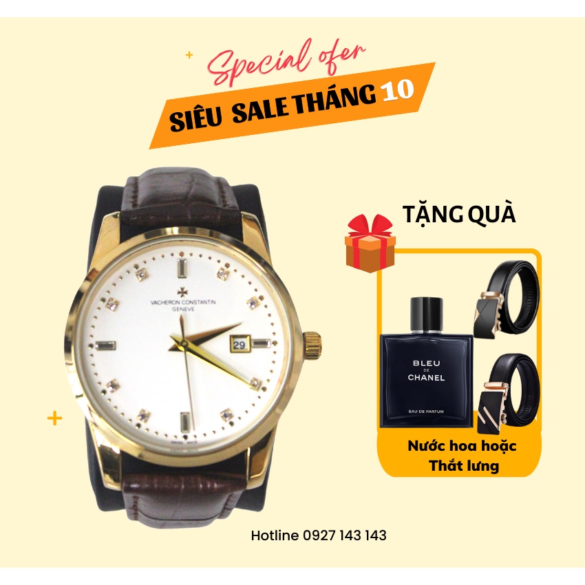 Đồng Hồ Nam Dây Da Nâu Cao Cấp Mặt Kính Chống Xước, Chống Nước BH Hãng 12 Tháng