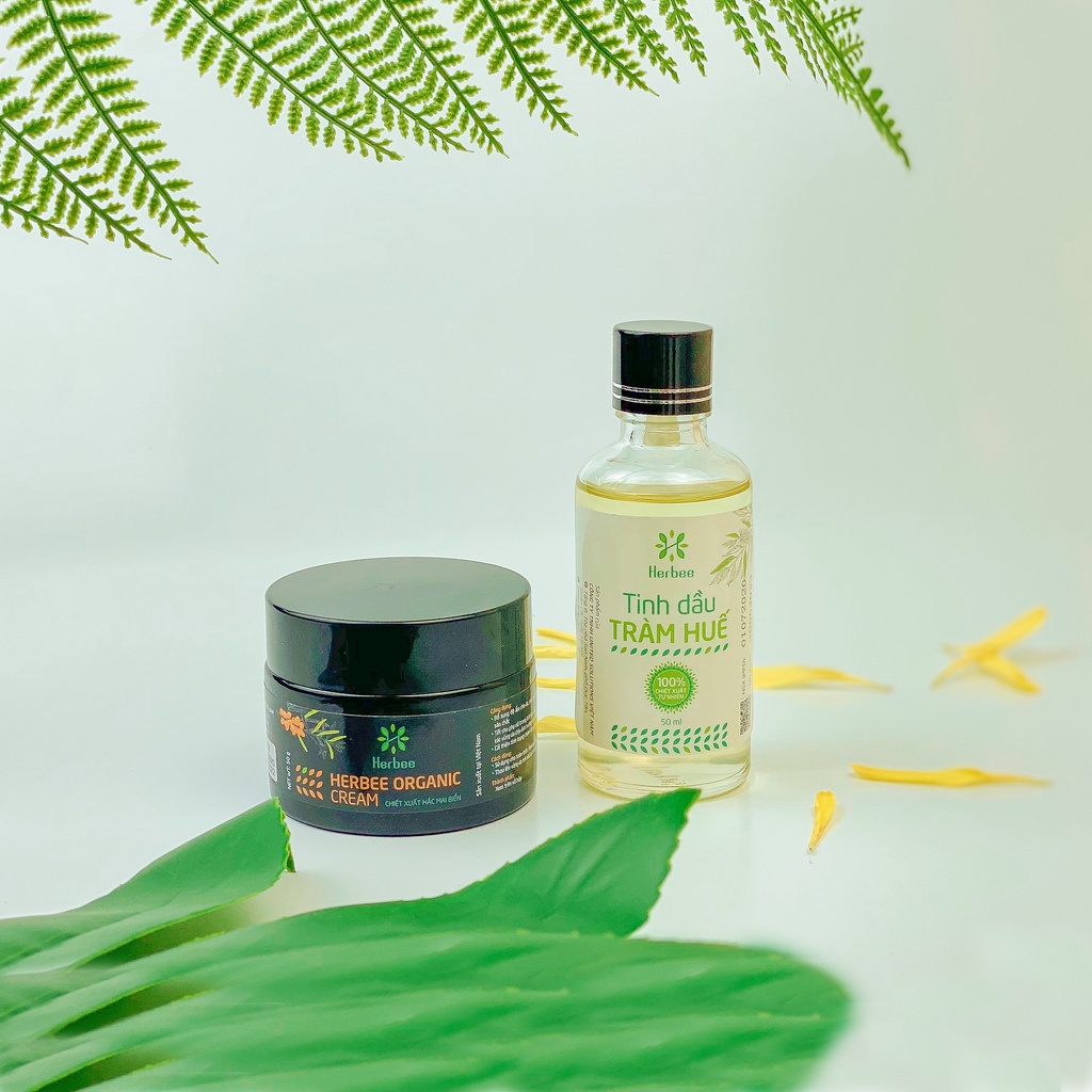 Tinh Dầu Tràm (100ml) và Kem Rạn Da (50g) Herbee, Chiết Xuất 100% Từ Thiên Nhiên, Combo An Toàn Cho Mẹ, Bảo Vệ Cho Bé