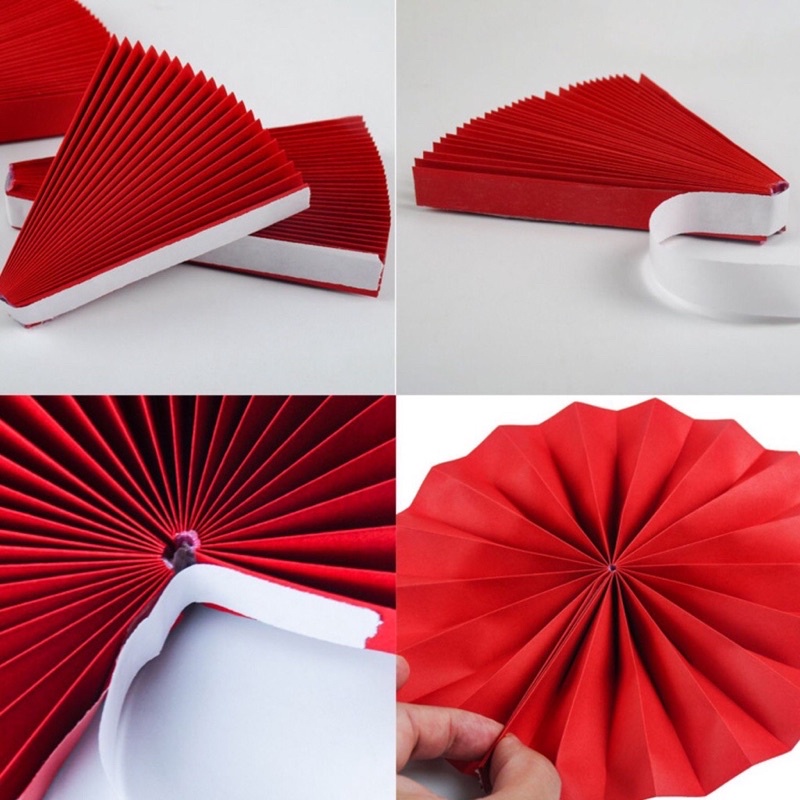 Set 6 quạt giấy đỏ đám cưới chữ hỷ party fans trang trí phòng cưới