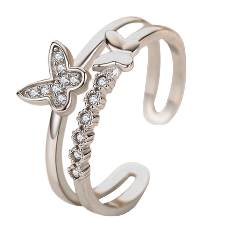 Nhẫn hở hình bướm đính đá zircon thời trang cho nữ