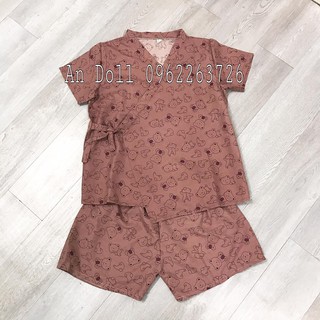 Bộ ngủ kimono gấu nâu