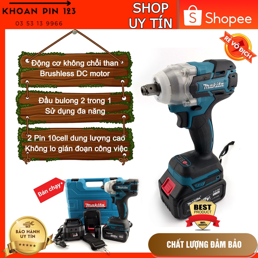 Máy siết bulong 2 trong 1, động cơ không chổi than cực mạnh Makita