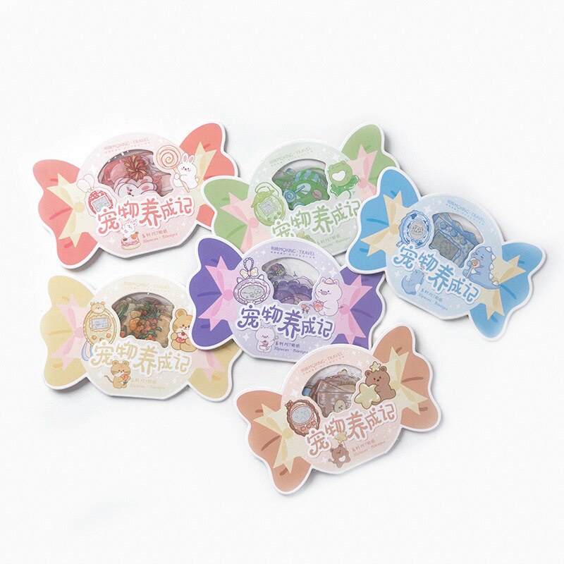 Set 30 miếng dán PET chống thấm nước hình thú hoạt hình dễ thương