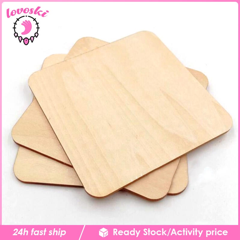 Bộ 50 Miếng Gỗ Hình Vuông 4x4cm Dùng Làm Đồ Thủ Công DIY