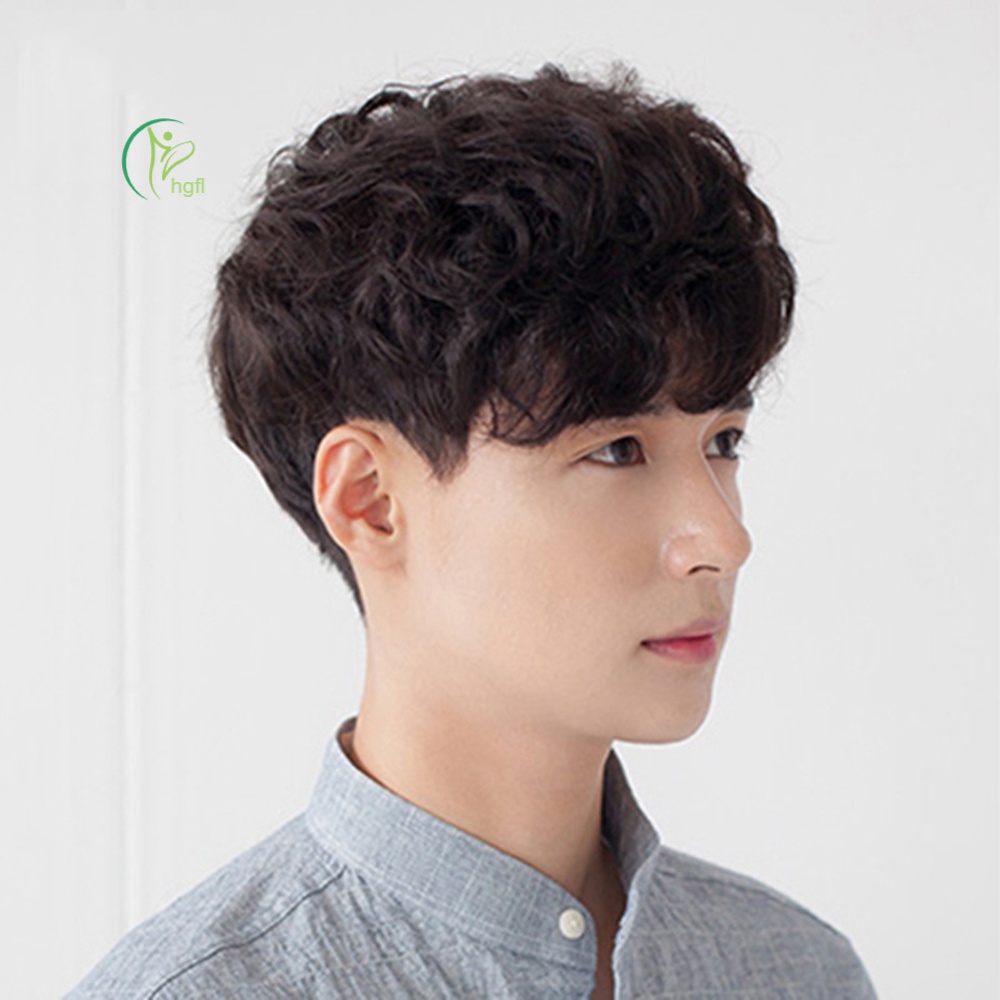 Tóc Giả Ngắn Xoăn Màu Nâu Đậm Thoáng Khí Thời Trang Cho Nam