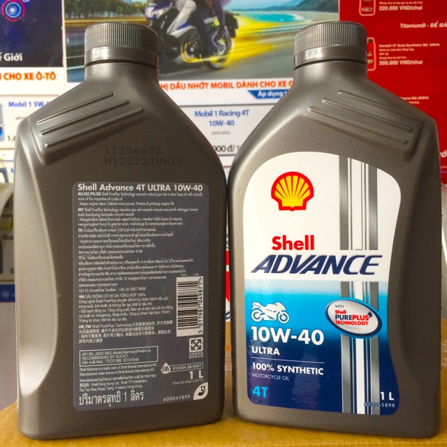 Shell Châu Á - Combo Nhớt Shell Advance Ultra 10W-40 + Lọc Nhớt Yamaha Suzuki Cao Cấp