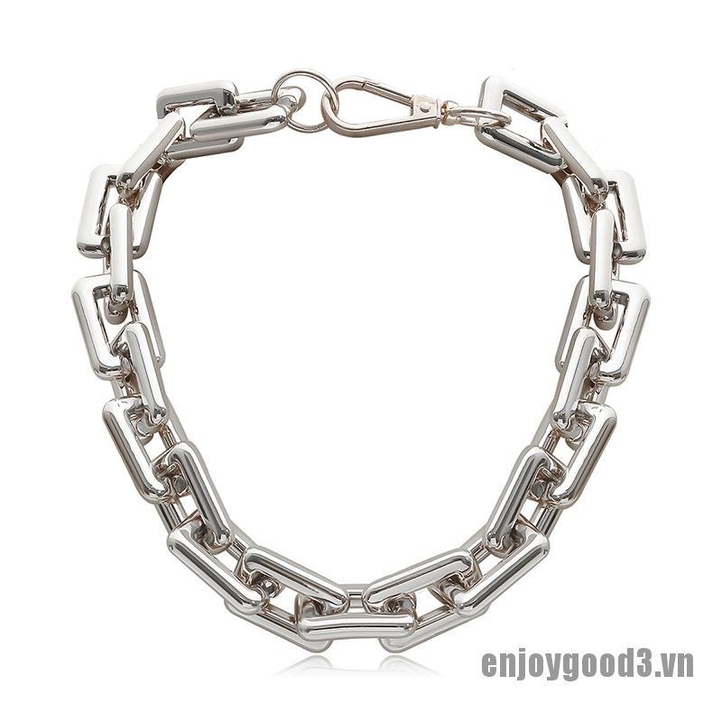 Dây Chuyền Đeo Sát Cổ Bản To Mặt Hình Chuỗi Xích Phong Cách Hip Hop Cho Nữ
