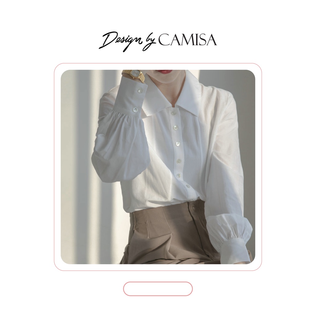 Áo Sơ Mi Nữ CAMISA Dài Tay Tiểu Thư Vintage Cổ Đức Hàn Quốc, Sơ Mi Trắng Công Sở Form Rộng Nữ Kiểu Vải Đũi Cao Cấp CM07