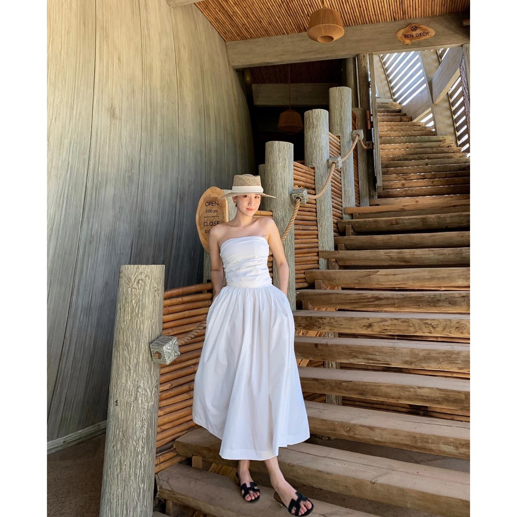 (HÌNH THẬT) Đầm Maxi Cúp Ngực Tùng Xoè VIVU (TRẮNG) | BigBuy360 - bigbuy360.vn