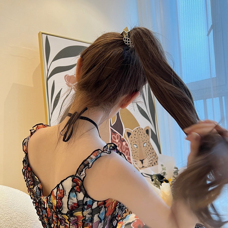 Kẹp Tóc Đính Hạt Ngọc Trai / Đá Cao Cấp Cố Định Tóc Đuôi Ngựa Thiết Kế Đơn Giản Dành Cho Bạn Nữ