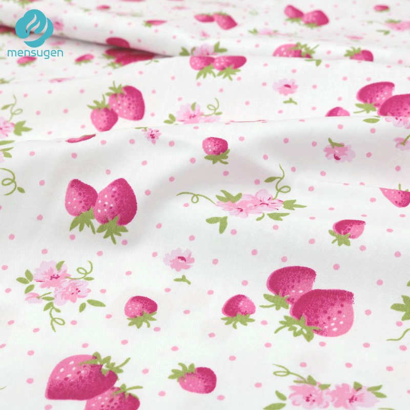 Vải cotton Họa Tiết Dâu Tây Dùng May Đầm Em Bé diy
