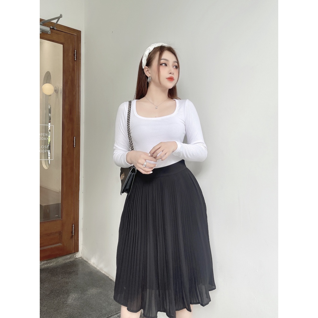 Chân váy xếp ly dáng dài midi nữ  CRAZYTEEN chất tầm ý V0026 | BigBuy360 - bigbuy360.vn