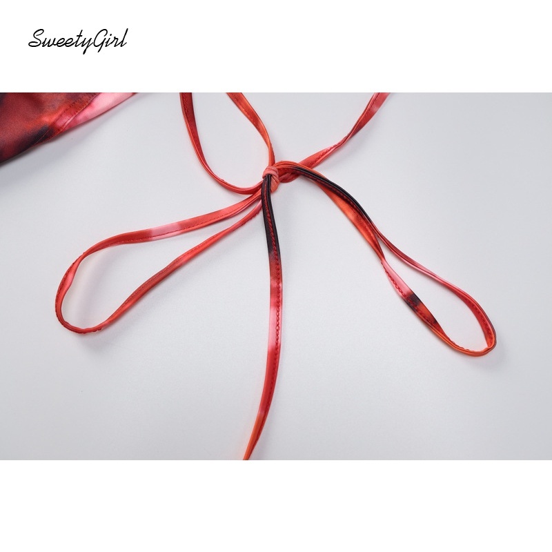 Áo dây rút cổ chữ V hở lưng nhuộm màu thời trang quyến rũ cho nữ