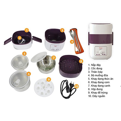 Hộp nấu và hâm cơm 03 tầng Magic Korea A06 (Trắng) | BigBuy360 - bigbuy360.vn