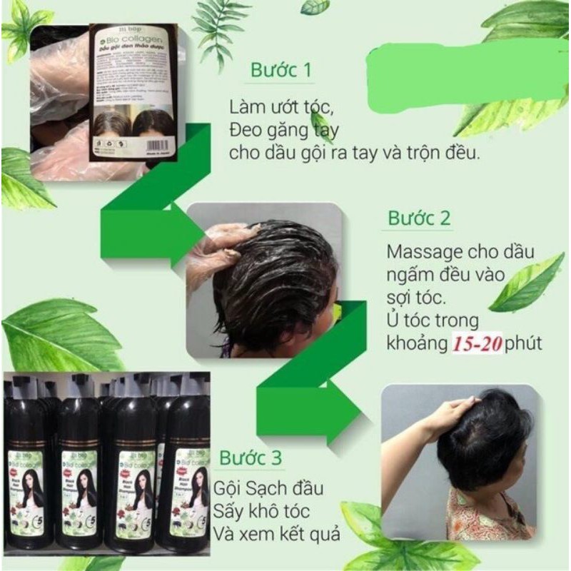 Dầu gội nâu, gội đen tóc Bi Bôp Collagen mẫu mới | BigBuy360 - bigbuy360.vn