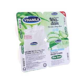 date luôn mới nhất_ Lốc 4 hộp sữa chua nha đam Vinamilk 100g