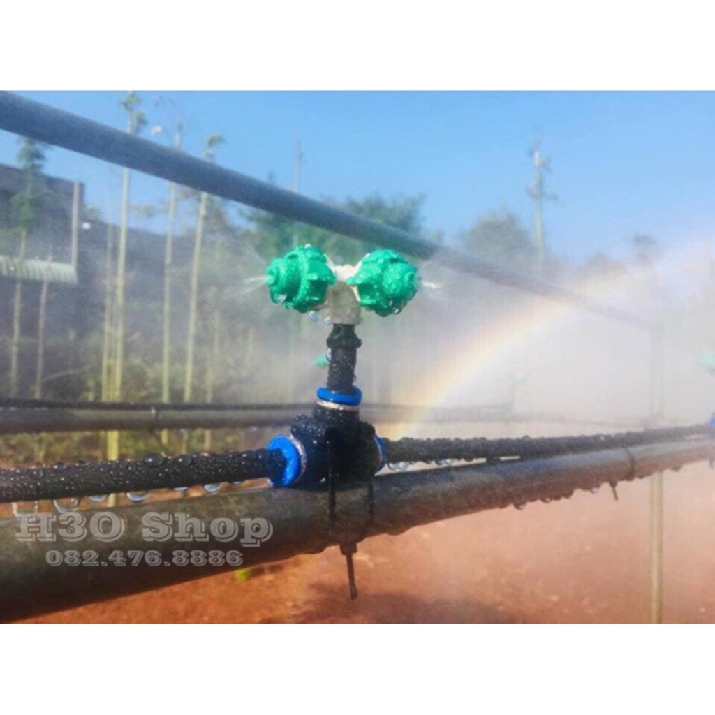 Béc Phun Sương 4 Hướng Xanh Nối Ống Hơi 8mm