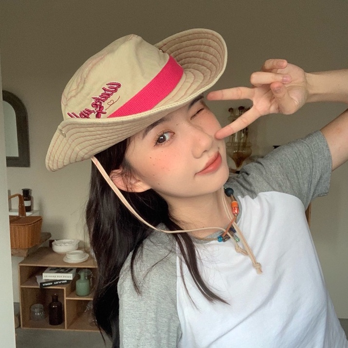 Nón Bucket Thêu Hình Chuồn Chuồn Thời Trang Cho Nữ