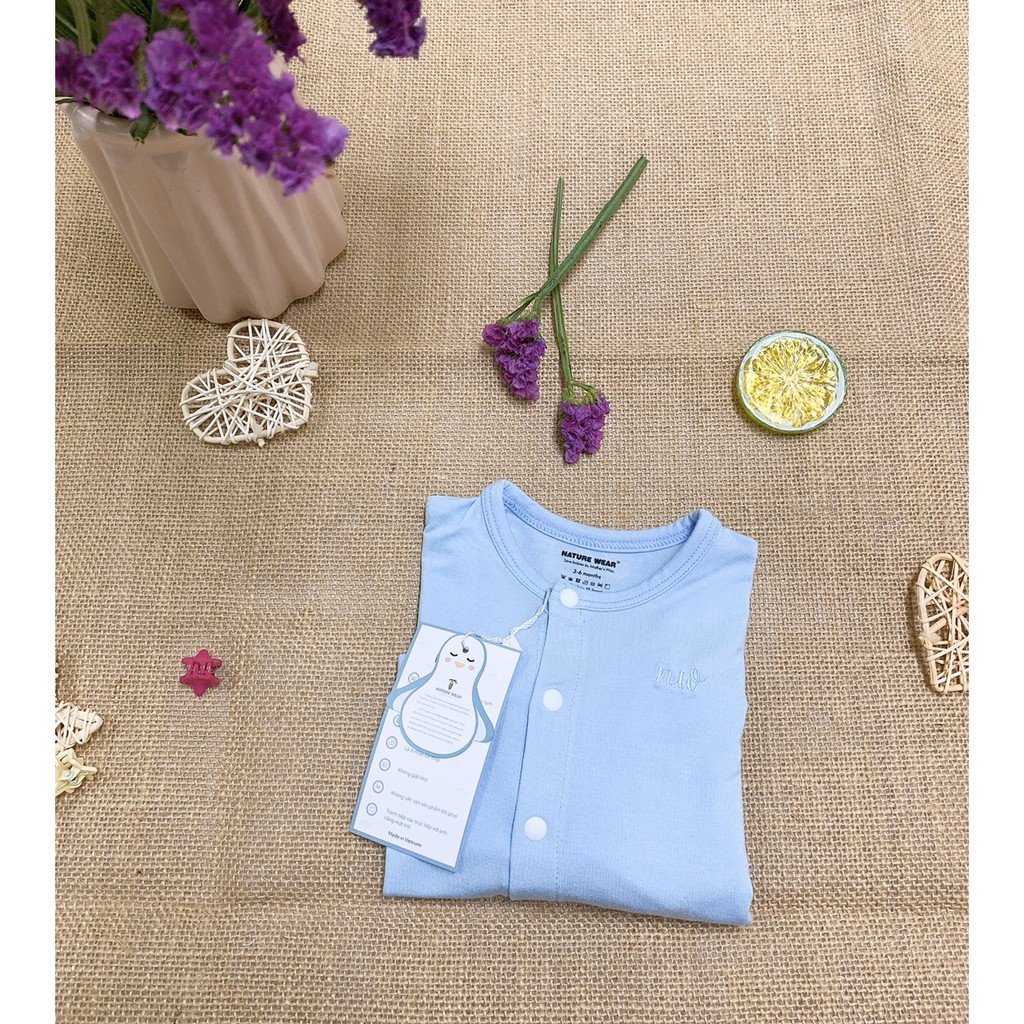 [CHÍNH HÃNG] Bộ áo dài tay quần dài sơ sinh khuy giữa sợi tre Nature Wear - 4 màu