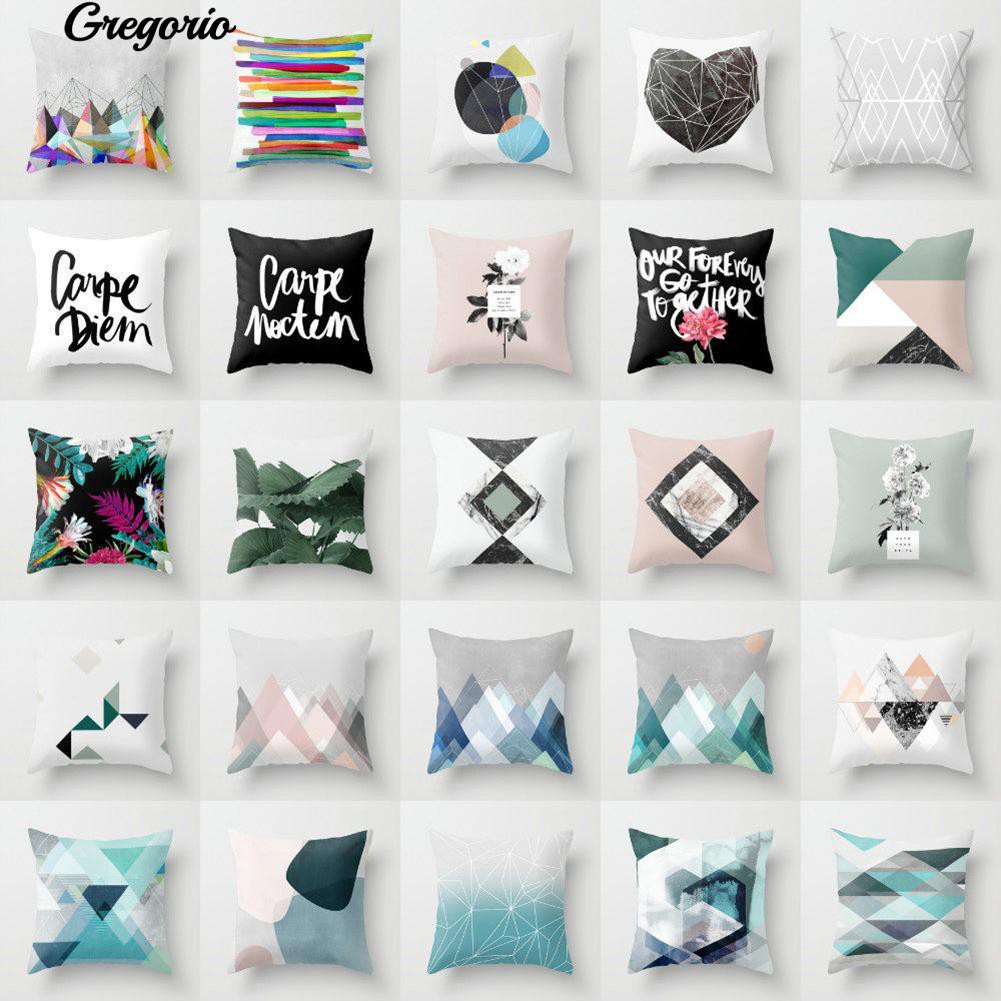 Letter Flower Geometric Pattern Throw Pillow Case Cushion Covers Sofa Decor