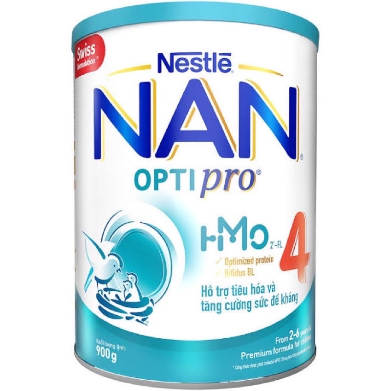 SỮA BỘT NESTLE NAN OPTIPRO 4 ( MẪU MỚI HMO LON 900g)