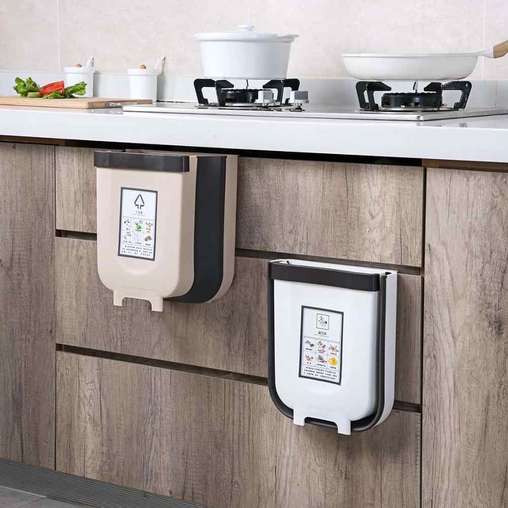 Thùng rác gấp gọn để dưới gầm bếp làm bằng kim loại