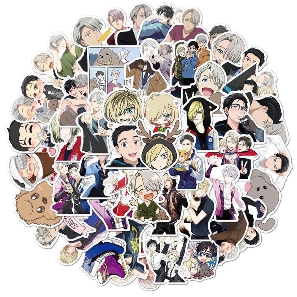 Miếng Dán Trang Trí Sổ Tay / Điện Thoại / Laptop Tự Dính Họa Tiết Hoạt Hình JARRED YURI on ICE DIY