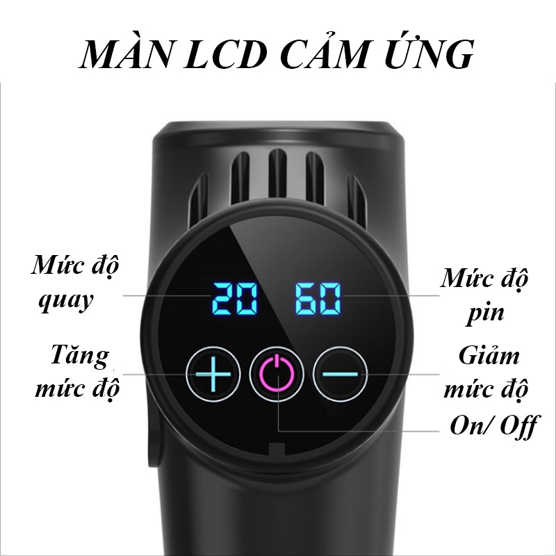 Súng Massage Cầm Tay Cao Cấp Cát Á EM009 - 30 Mức Độ Rung, 6 Đầu Trị Liệu - Trị Đau Nhức, Giảm Căng Cơ [ BH 6 tháng ]