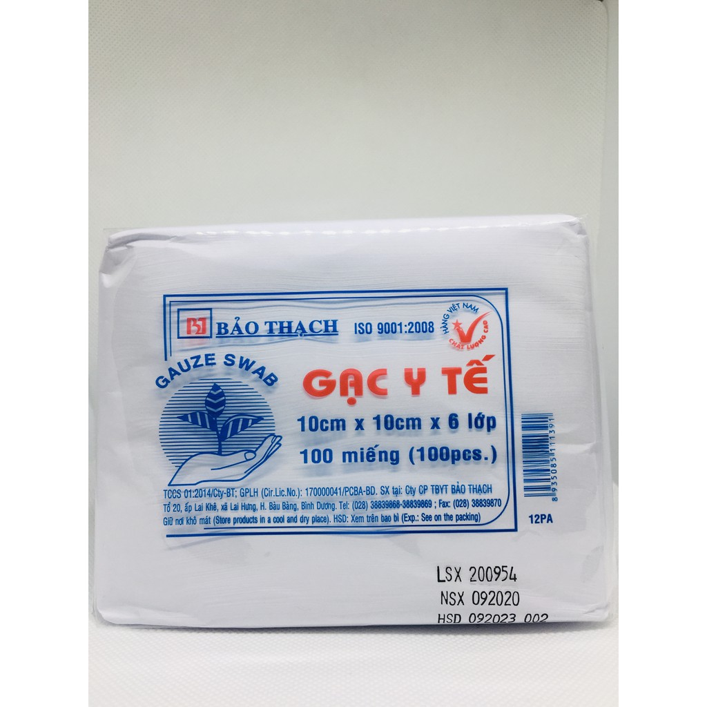 [100 Miếng] Gạc Y TẾ Đắp Mặt Nạ 10cm x 10cm x6 lớp Bảo Thạch