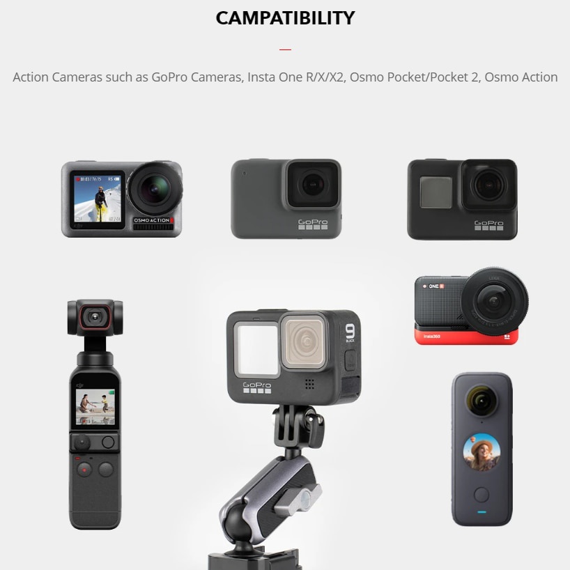 Pgytech Giá Đỡ Máy Ảnh GoPro camera Osmo action Insta 360 Gắn Mũ Bảo Hiểm Xe Mô Tô