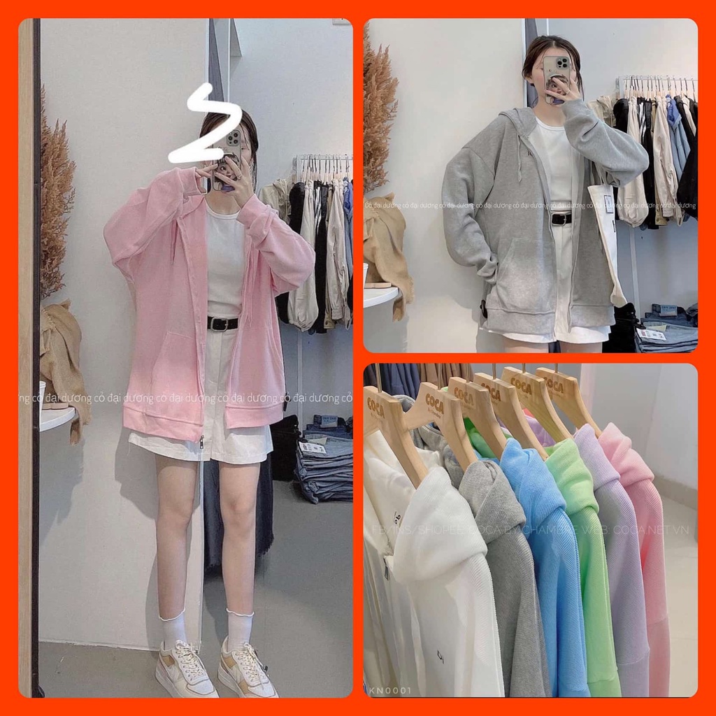 Áo khoác mũ nỉ tăm thêu chữ DI form oversize hàng Quảng Châu Lyn Closet K2208L | BigBuy360 - bigbuy360.vn