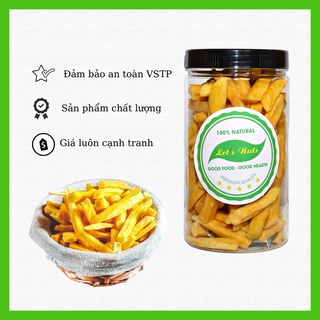 Khoai lang vàng sấy giòn cắt sợi không đường lon 300g sang trọng, hợp vệ sinh, món snack cực lành mạnh, đồ ăn vặt