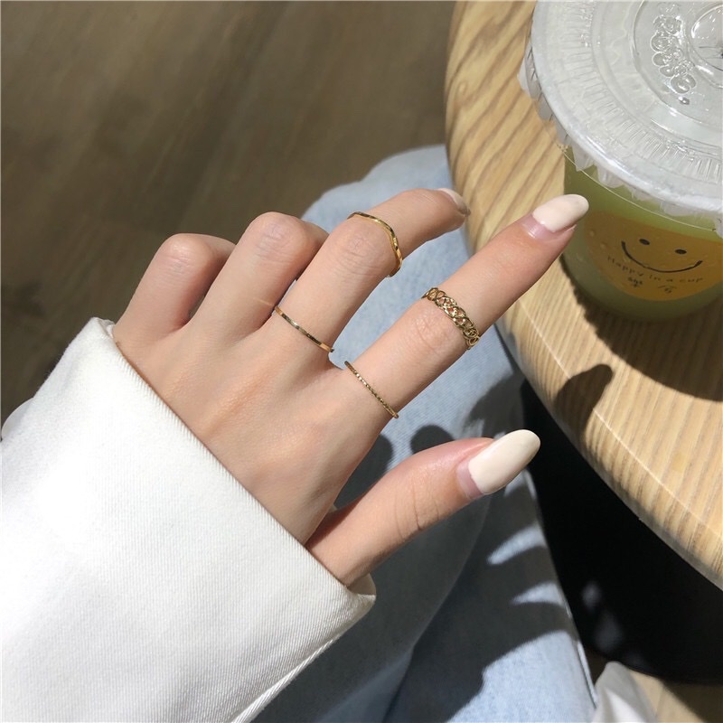 Set 4 Nhẫn Thanh Mảnh Phong Cách Thanh Lịch - Vani Store [TS000608]