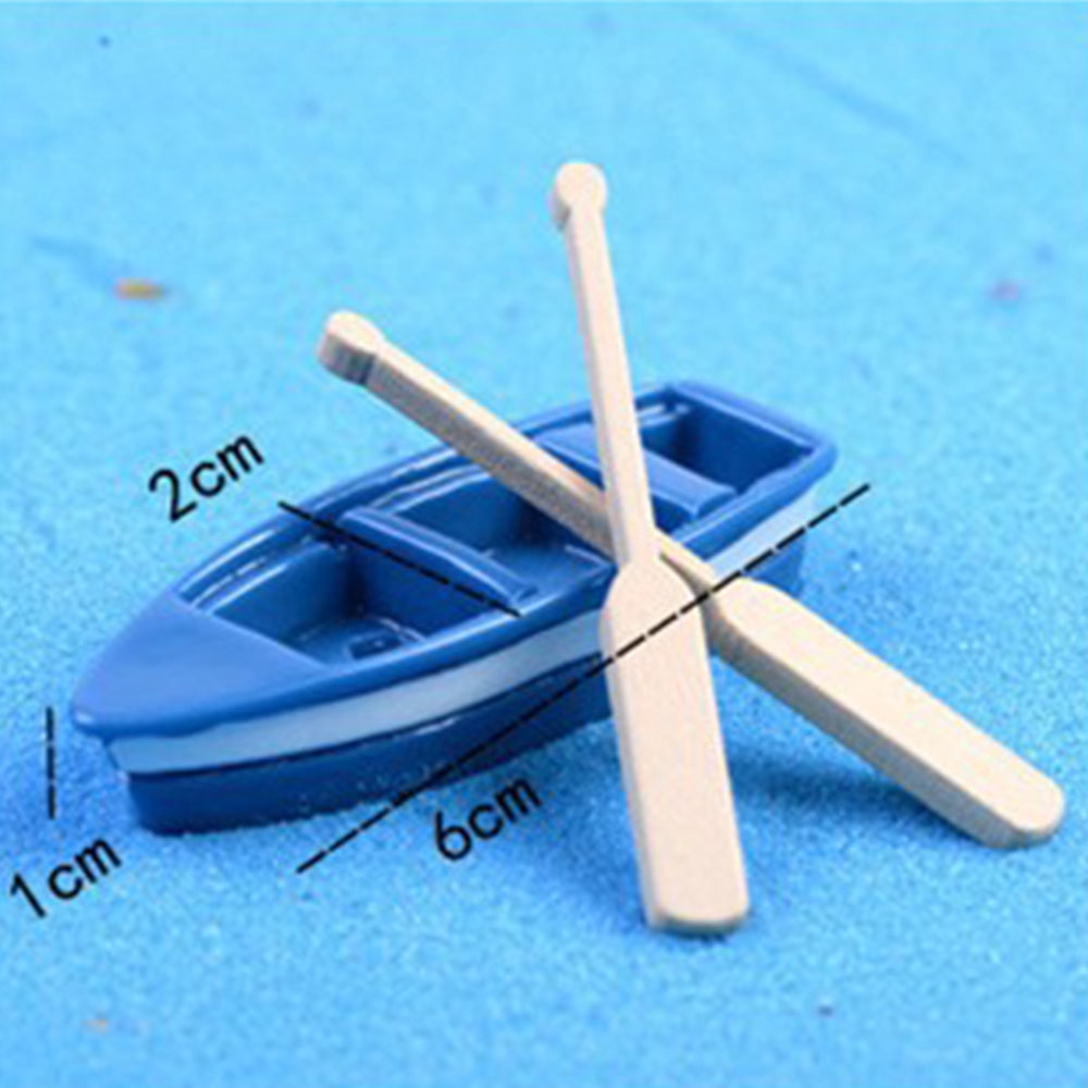 Mô Hình Thuyền Và 2 Mái Chèo Mini Trang Trí Sân Vườn