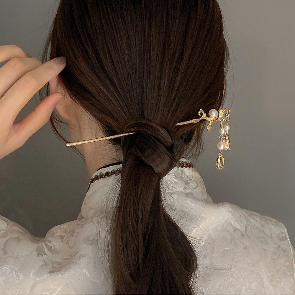 Trâm Cài Tóc Đính Ngọc Trai Tua Rua Phong Cách Trung Hoa Cho Nữ