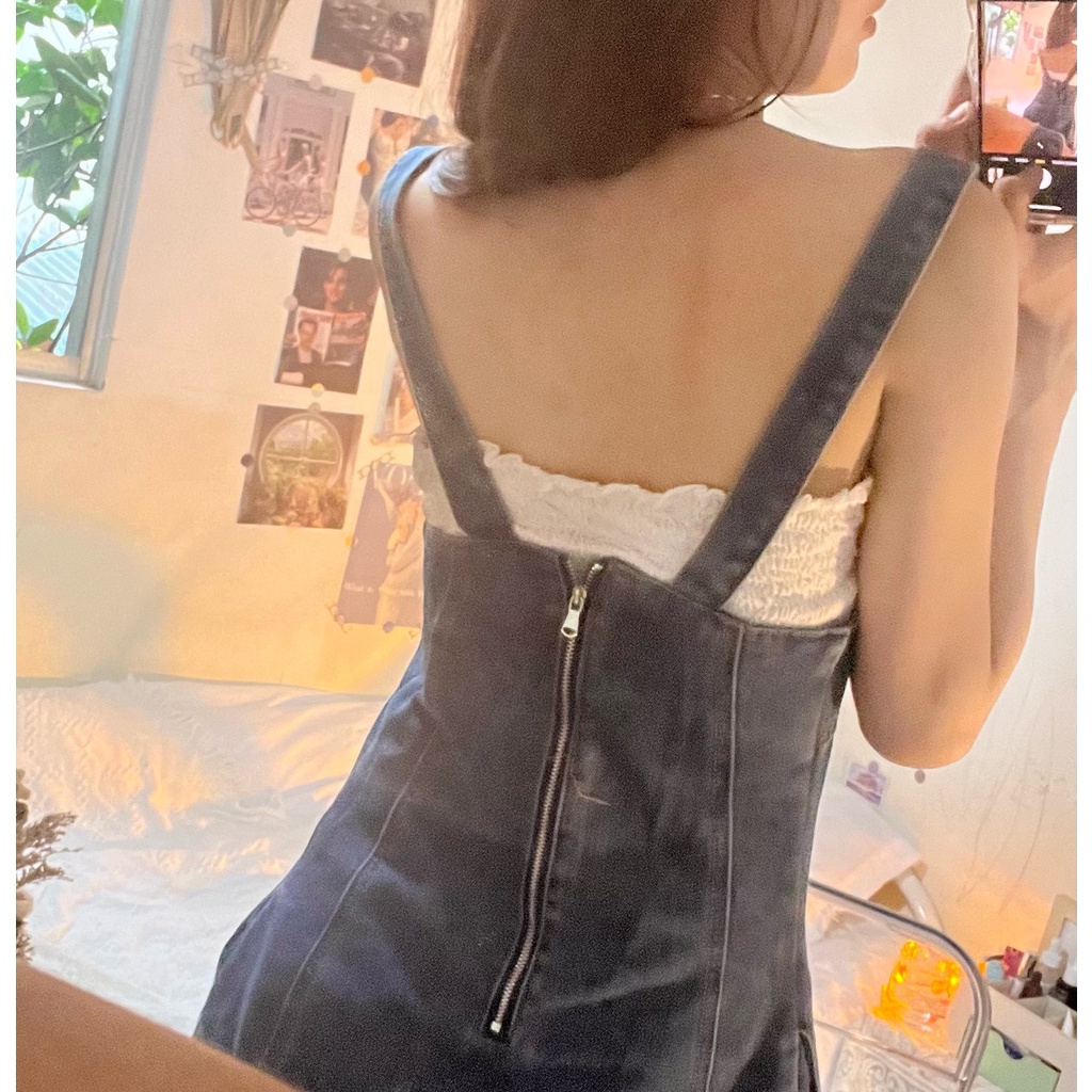 Váy Yếm Jean, Bò Chữ A Dáng Dài Taobao Order Kèm Ảnh Thật