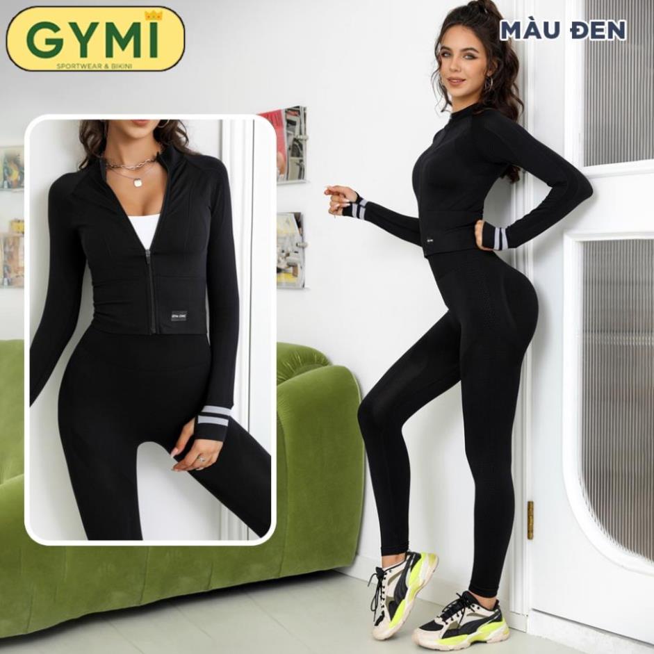 Set bộ đồ tập gym yoga nữ GYMI SET21 gồm áo khoác thể thao và quần legging chun mông chất dệt cao cấp ^^ -